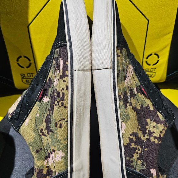 *PRE-OWNED* DEFCON X VANS SYNDICATE OLD SKOOL PRO S DIGI CAMO 10.5 OLIVE BLACK - Picture 6 of 8